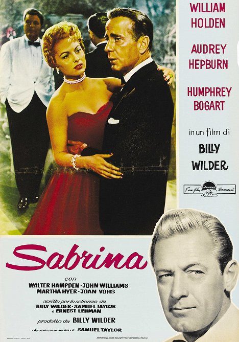 Martha Hyer, Humphrey Bogart, William Holden - Sabrina - Lobbykarten
