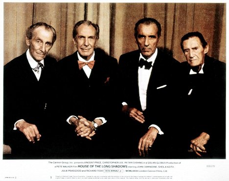 Peter Cushing, Vincent Price, Christopher Lee, John Carradine - House of the Long Shadows - Lobby karty