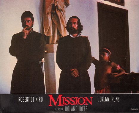 Jeremy Irons, Robert De Niro, Bercelio Moya - The Mission - Lobby karty