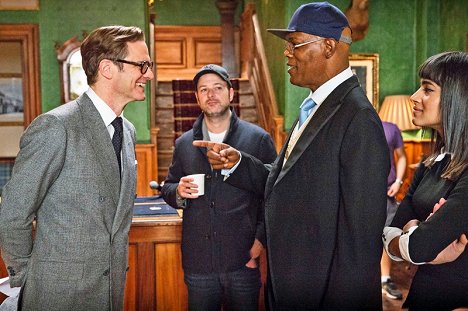 Colin Firth, Matthew Vaughn, Samuel L. Jackson, Sofia Boutella - Kingsman: The Secret Service - Dreharbeiten