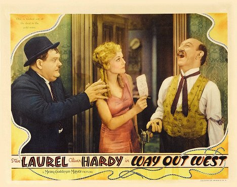 Oliver Hardy, Sharon Lynn, James Finlayson - Way Out West - Lobby karty