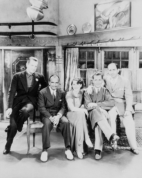 Reginald Denny, Douglas Fairbanks, Norma Shearer, Robert Montgomery - Private Lives - Van de set