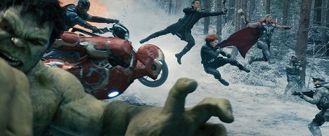 Chris Evans, Jeremy Renner, Scarlett Johansson, Chris Hemsworth - Avengers: Age of Ultron - Kuvat elokuvasta