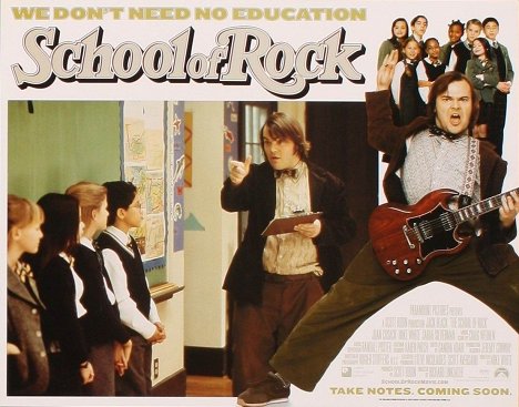Veronica Afflerbach, Miranda Cosgrove, Jordan-Claire Green, Zachary Infante, Jack Black - The School of Rock - Lobbykaarten