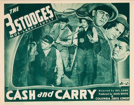 Curly Howard, Moe Howard, Larry Fine - Cash and Carry - Lobby karty