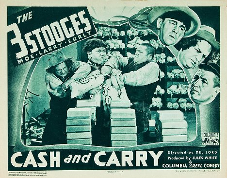 Larry Fine, Moe Howard, Curly Howard - Cash and Carry - Lobbykaarten