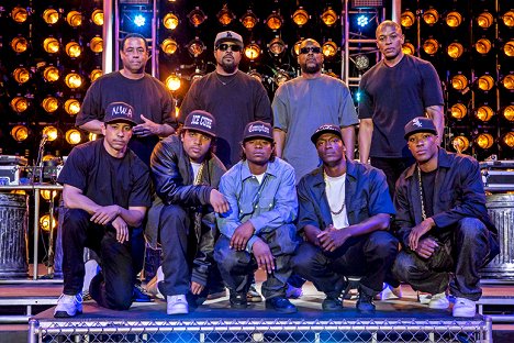 Neil Brown Jr., DJ Yella, O'Shea Jackson Jr., Ice Cube, Jason Mitchell, MC Ren, Aldis Hodge, Dr. Dre, Corey Hawkins - Straight Outta Compton - Promo