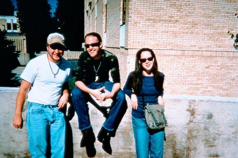 Michael C. Williams, Joshua Leonard, Heather Donahue - The Blair Witch Project - Van de set