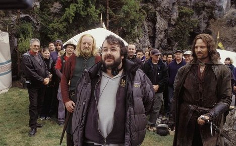 Bernard Hill, Peter Jackson, Viggo Mortensen - Gyűrűk Ura - A király visszatér - Forgatási fotók