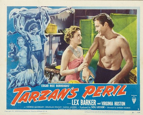 Virginia Huston, Lex Barker - Tarzan's Peril - Lobbykaarten