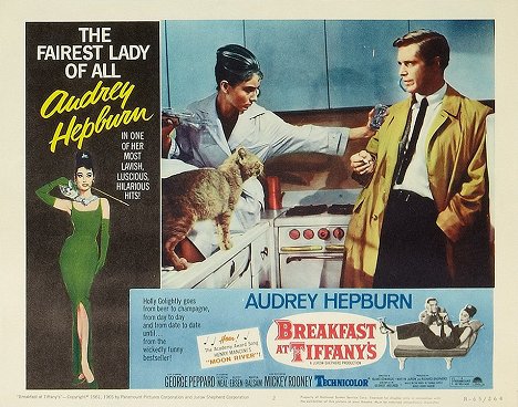 kocour Orangey, Audrey Hepburn, George Peppard - Breakfast at Tiffany's - Lobby Cards