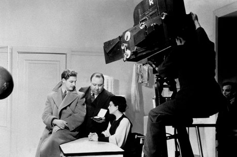 Robert Donat, Alfred Hitchcock, Lucie Mannheim - 39 escalones - Del rodaje