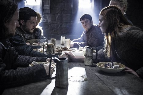 Kit Harington, Daniel Portman, Sophie Turner - Game of Thrones - Book of the Stranger - Van film