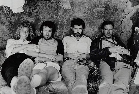 Kate Capshaw, Steven Spielberg, George Lucas, Harrison Ford - Indiana Jones ja tuomion temppeli - Kuvat kuvauksista