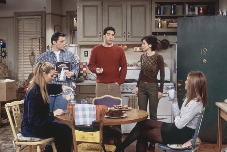 Lisa Kudrow, Matt LeBlanc, David Schwimmer, Courteney Cox - Friends - Graue Theorie - Filmfotos