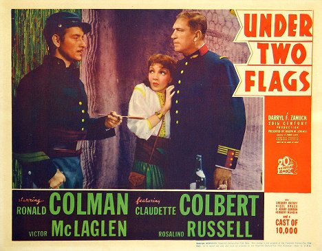 Ronald Colman, Claudette Colbert, Victor McLaglen - Under Two Flags - Lobbykarten