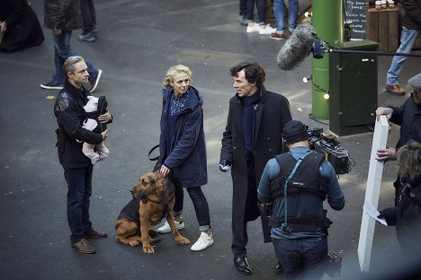 Martin Freeman, Amanda Abbington, Benedict Cumberbatch - Sherlock - Season 4 - Dreharbeiten