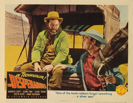 Edgar Buchanan, Randolph Scott - The Desperadoes - Lobby Cards