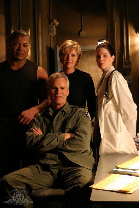 Christopher Judge, Richard Dean Anderson, Amanda Tapping, Alisen Down - Hviezdna brána - Lockdown - Z nakrúcania