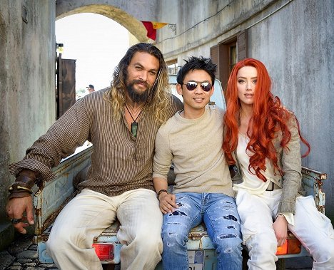 Jason Momoa, James Wan, Amber Heard - Aquaman - Forgatási fotók