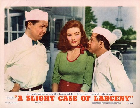 Eddie Bracken, Elaine Stewart, Mickey Rooney - A Slight Case of Larceny - Lobbykaarten