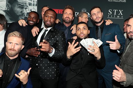 Los Angeles Premiere of DEN OF THIEVES at Regal Cinemas LA LIVE on Wednesday, January 17, 2018 - Kaiwi Lyman, Mo McRae, 50 Cent, Gerard Butler, O'Shea Jackson Jr., Pablo Schreiber - Den of Thieves - Events