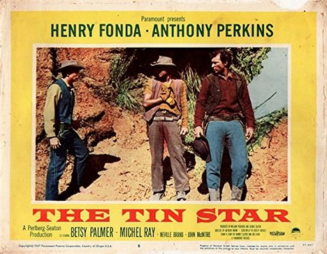 Anthony Perkins, Peter Baldwin, Lee Van Cleef - The Tin Star - Lobby karty