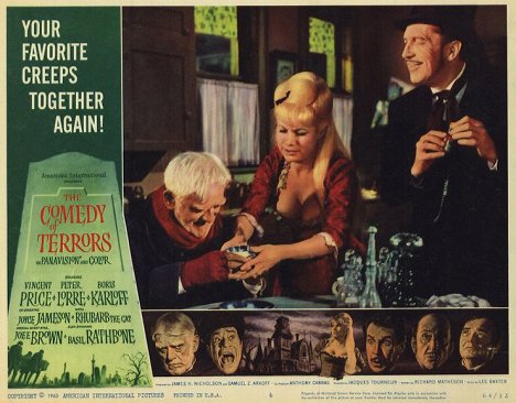 Boris Karloff, Joyce Jameson, Vincent Price - The Comedy of Terrors - Lobby Cards