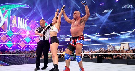 Ronda Rousey, Kurt Angle - WrestleMania 34 - Photos