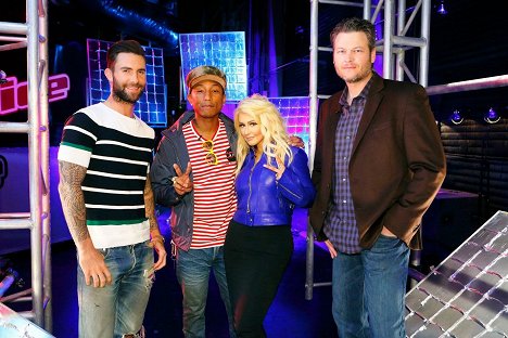 Adam Levine, Pharrell Williams, Christina Aguilera, Blake Shelton - The Voice - Z natáčení
