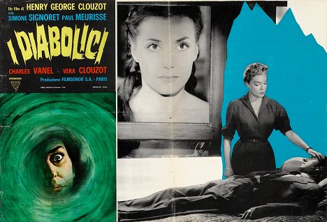 Véra Clouzot, Simone Signoret, Paul Meurisse - Les Diaboliques - Cartes de lobby