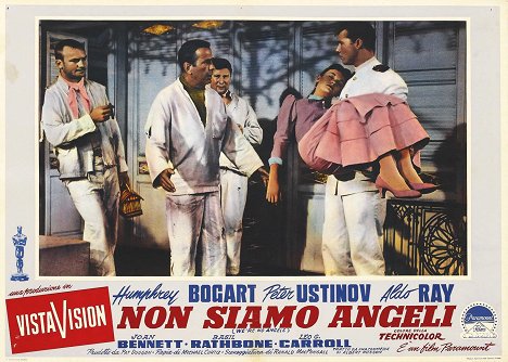 Aldo Ray, Humphrey Bogart, Peter Ustinov, Gloria Talbott, John Smith - We're No Angels - Lobby karty