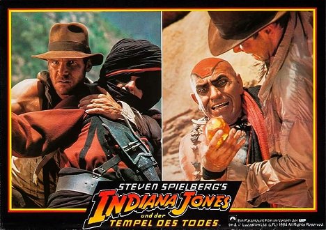 Harrison Ford, Amrish Puri - Indiana Jones und der Tempel des Todes - Lobbykarten