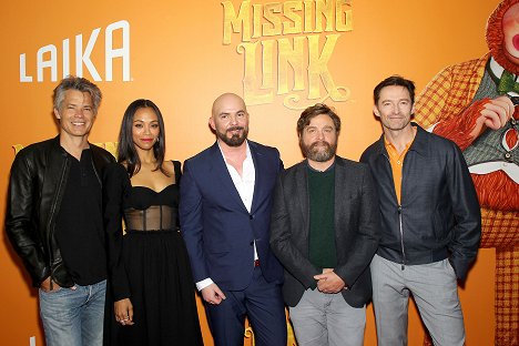 New York Premiere of LAIKA Studios’ "MISSING LINK" Presented by Annapurna Pictures at the Regal Cinemas Battery Park 11 on April 07, 2019 - Timothy Olyphant, Zoe Saldana, Chris Butler, Zach Galifianakis, Hugh Jackman - Missing Link - Events