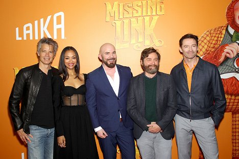 New York Premiere of LAIKA Studios’ "MISSING LINK" Presented by Annapurna Pictures at the Regal Cinemas Battery Park 11 on April 07, 2019 - Timothy Olyphant, Zoe Saldana, Chris Butler, Zach Galifianakis, Hugh Jackman - Missing Link - Events
