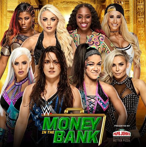 Anthony Nese, Ashley Mae Sebera, Amanda Saccomanno, Nicola Glencross, Trinity Fatu, Pamela Martinez, Leah Van Dale, Natalie Neidhart - WWE Money in the Bank - Promoción