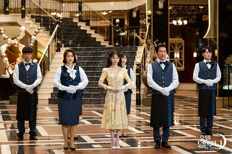 Hae-sun Bae, IU, Jeong-geun Shin - Hotel Luna - Lobby Cards