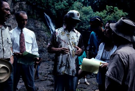 Miguel Sandoval, Martin Ferrero, Steven Spielberg - Jurassic Park - Forgatási fotók
