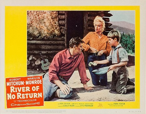 Robert Mitchum, Marilyn Monroe, Tommy Rettig - River of No Return - Lobbykaarten