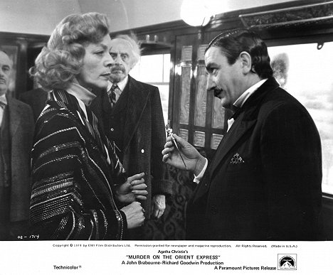 Lauren Bacall, George Coulouris, Albert Finney - Mord im Orient-Express - Lobbykarten