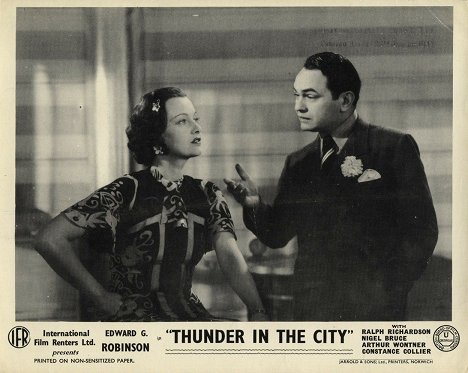 Luli Deste, Edward G. Robinson - Thunder in the City - Cartes de lobby
