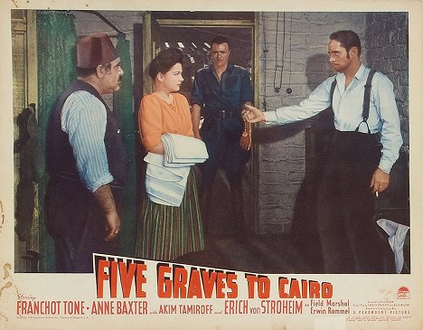Akim Tamiroff, Anne Baxter, Peter van Eyck, Franchot Tone - Five Graves to Cairo - Lobby Cards