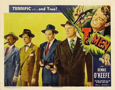Wallace Ford, Alfred Ryder, Jack Overman, Dennis O'Keefe - T-Men - Lobby karty