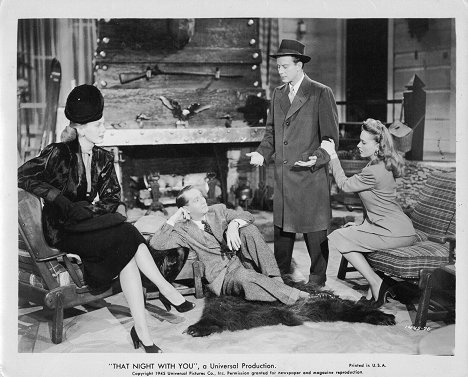 Louise Allbritton, Franchot Tone, David Bruce, Susanna Foster - That Night with You - Cartes de lobby