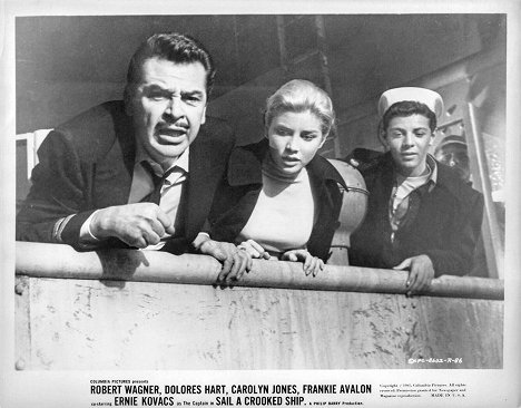 Ernie Kovacs, Dolores Hart, Frankie Avalon - Sail a Crooked Ship - Lobby karty