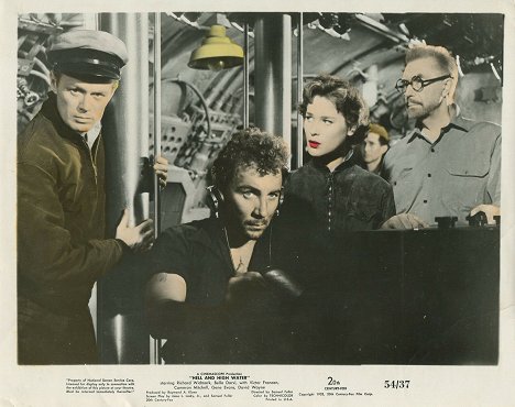 Richard Widmark, Cameron Mitchell, Bella Darvi, Victor Francen - Hell and High Water - Lobby Cards