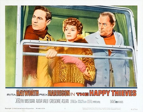 Joseph Wiseman, Rita Hayworth, Rex Harrison - The Happy Thieves - Lobbykarten