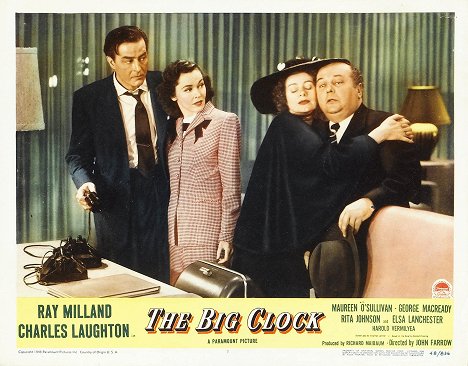 Ray Milland, Maureen O'Sullivan, Elsa Lanchester, Harold Vermilyea - The Big Clock - Lobby karty