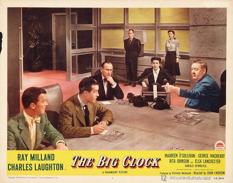 Ray Milland, George Macready, Charles Laughton - The Big Clock - Lobbykaarten