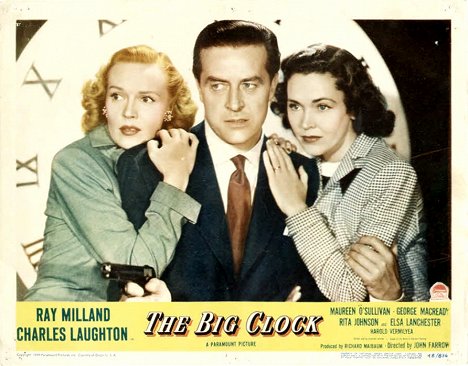Rita Johnson, Ray Milland, Maureen O'Sullivan - The Big Clock - Lobby karty